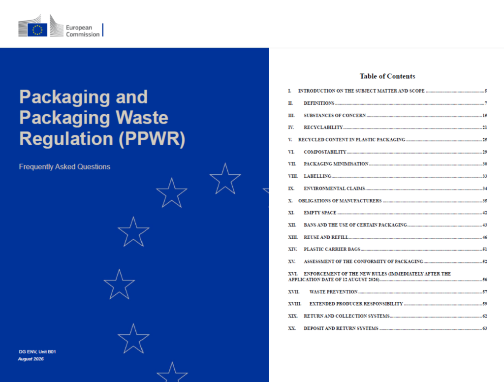 European Commission Publishes Second Edition of PPWR FAQs Just 11 Days Before Application