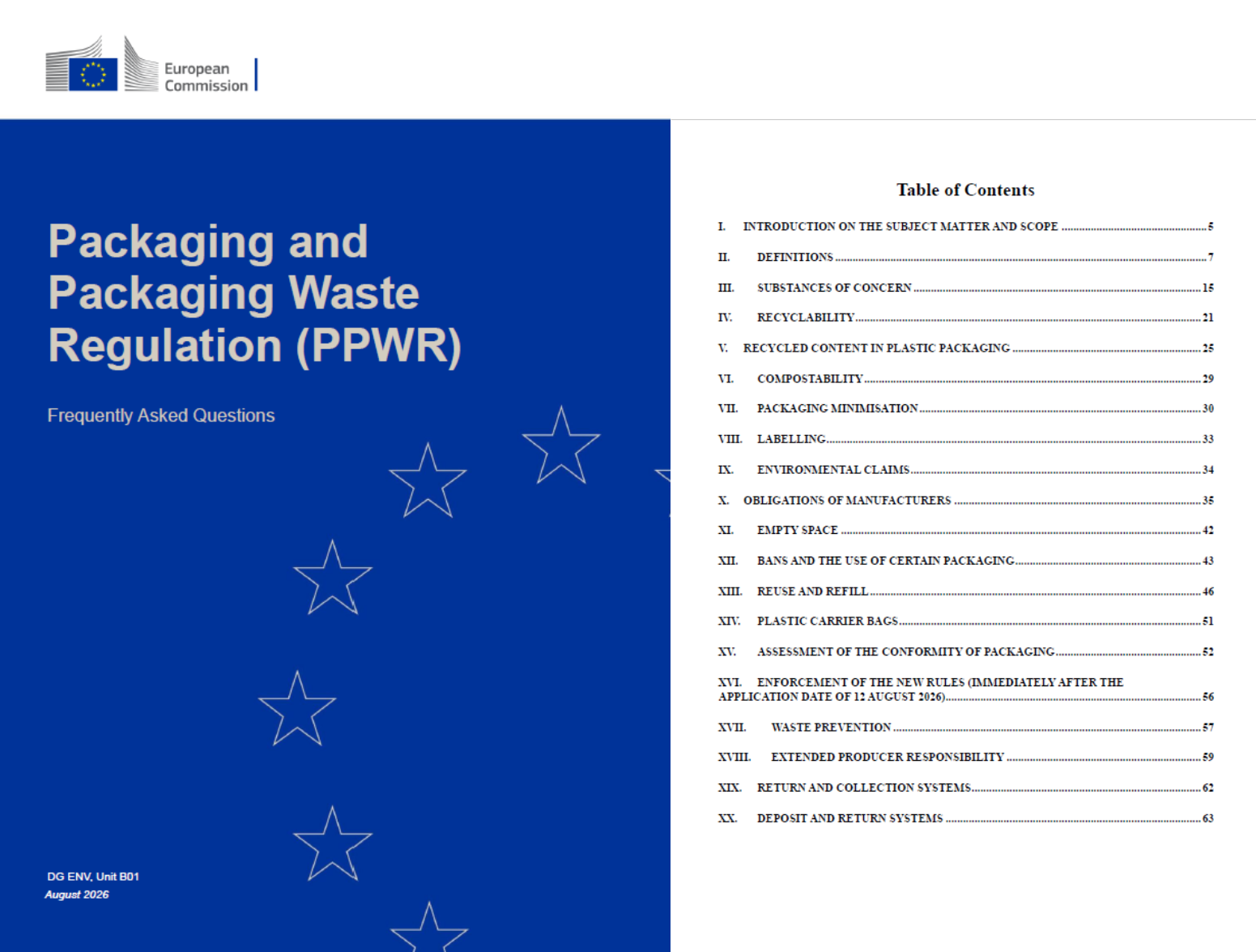 European Commission Publishes Second Edition of PPWR FAQs Just 11 Days Before Application