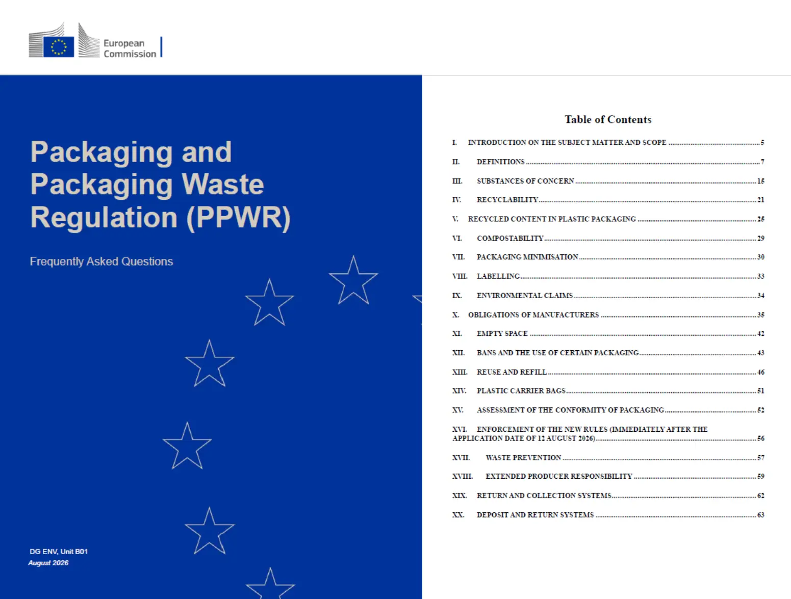 European Commission Publishes Second Edition of PPWR FAQs Just 11 Days Before Application