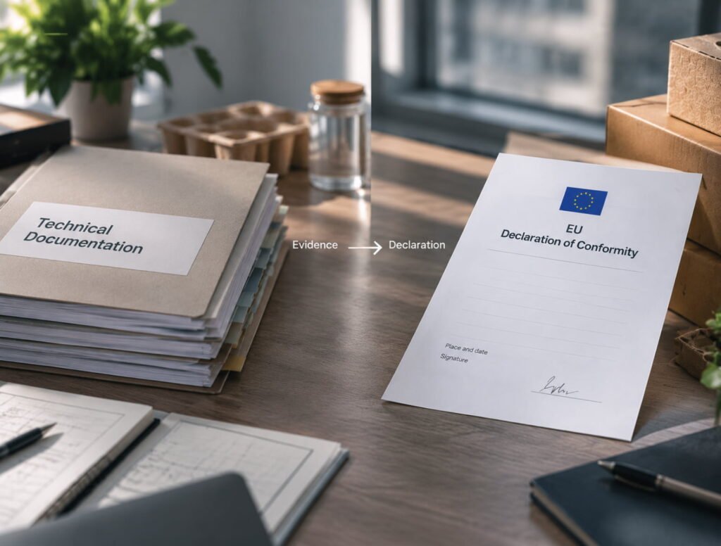 Difference between PPWR technical documentation and Declaration of Conformity compliance documents