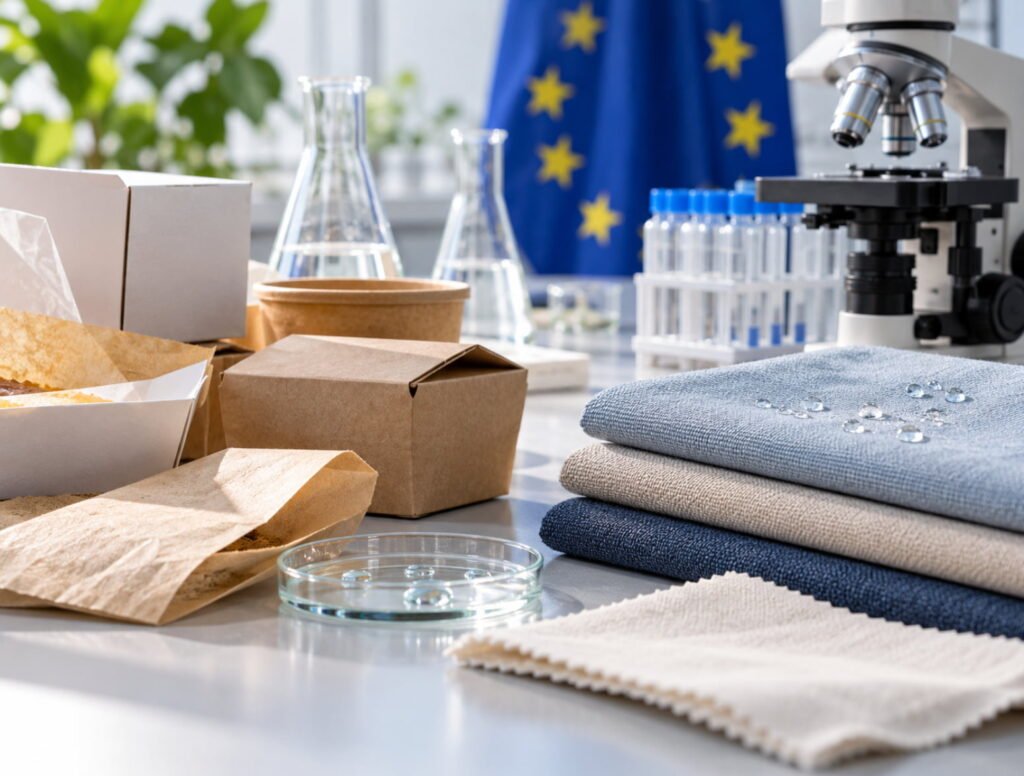 FAS testing of food packaging and textiles for EU chemical compliance regulations.
